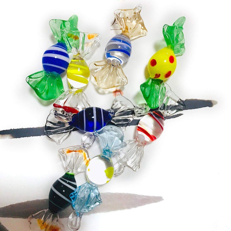 Iceyon Vintage Murano Glass Candy Ornaments Cute Sweets with Ring for Wedding Christmas Tree Party Decoration Pack of 20 - Image 5